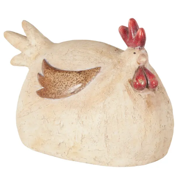 Cream Sitting Rooster Sculpture-1