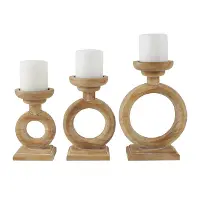 Small Brown Wood Circle Candle Holder