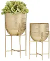 Georgi Large Gold Metal Indoor and Outdoor Planter