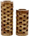 Medium Brown Teak Wood Decorative Vase