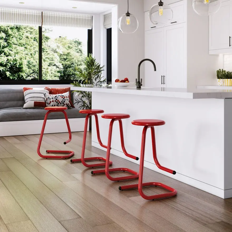 Paperclip70 Ketchup Red Counter‑Height Bar Stool-2