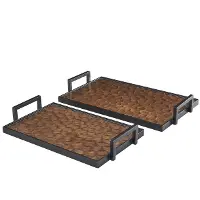 Elliott Small Brown Wood Carved Tray