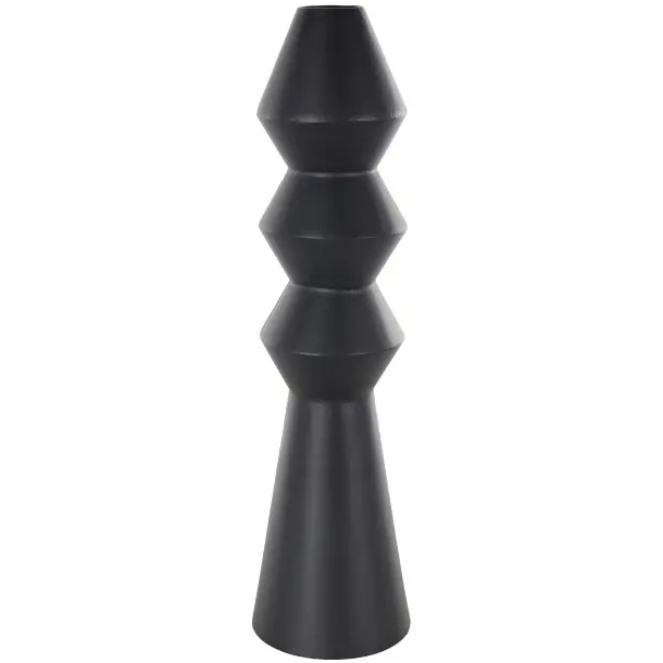 Black Metal Fluted Decorative Vase-1