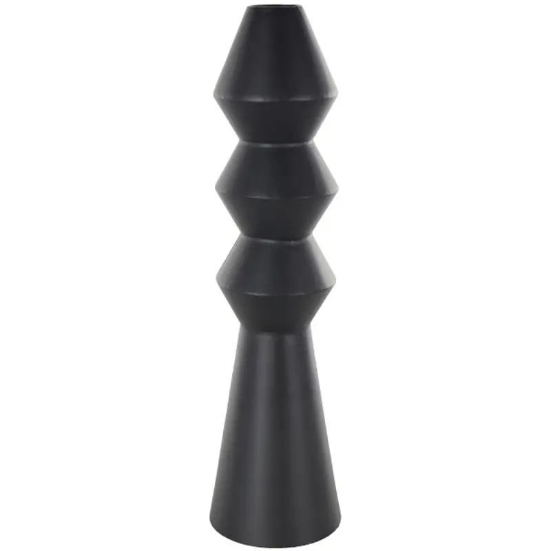 Black Metal Fluted Decorative Vase