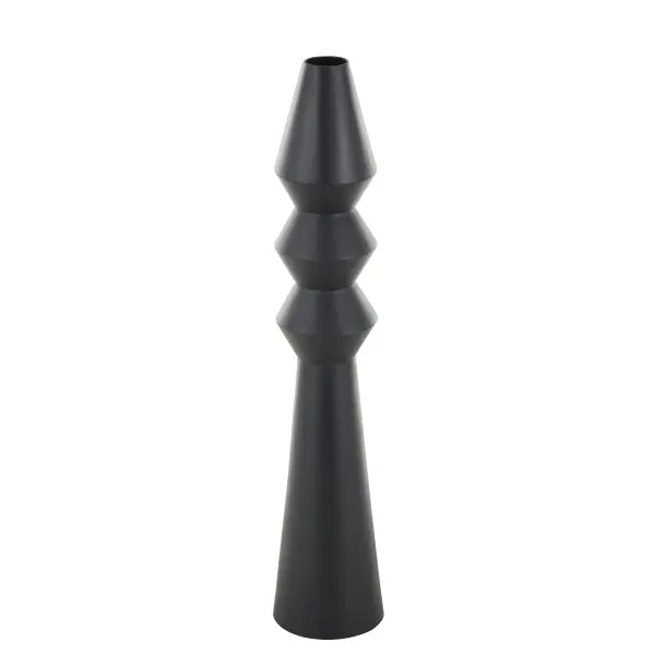 Black Metal Fluted Decorative Vase-1