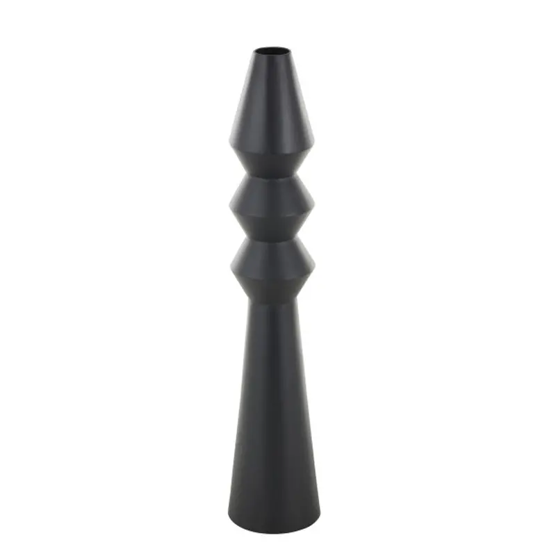 Black Metal Fluted Decorative Vase