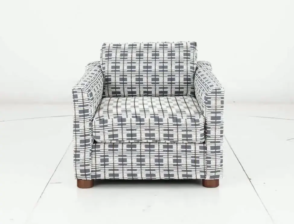 Bulletin Steel Gray Mid Century Abstract Grid Accent Chair-10