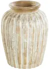 Mango Wood Decorative Ridged Vase