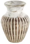 Brown Mango Wood Grooved Vase