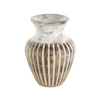 Brown Mango Wood Grooved Vase