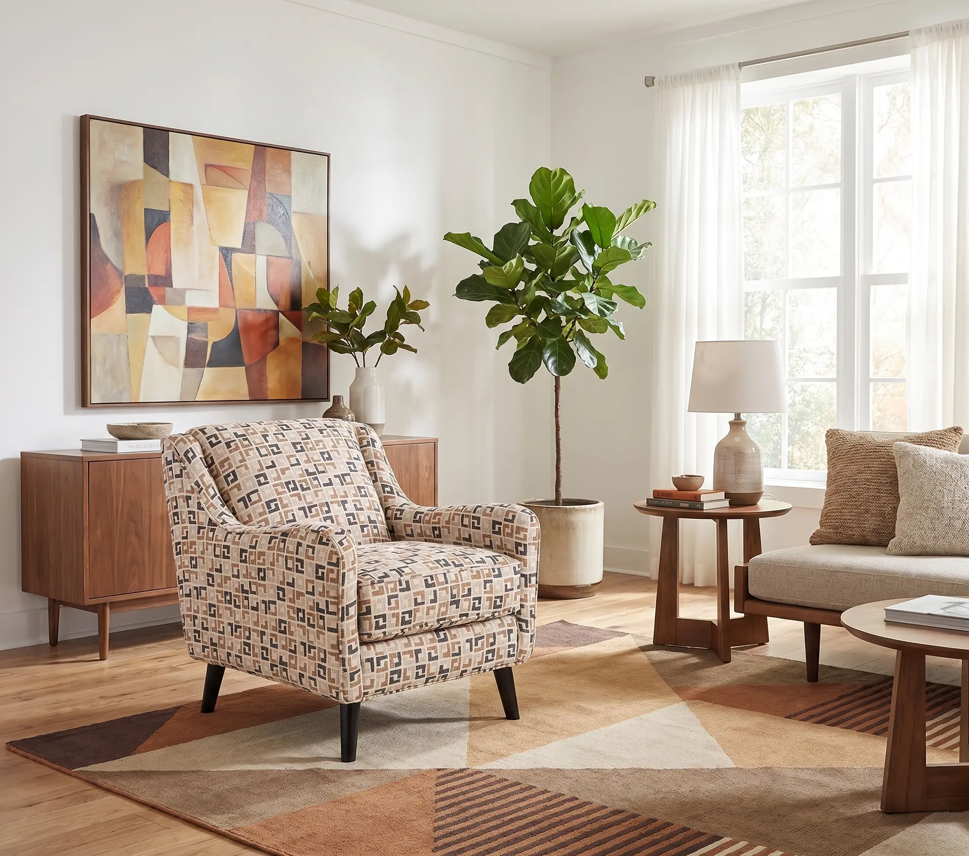 Farrow Sandlewood Brown Geometric Accent Chair-2