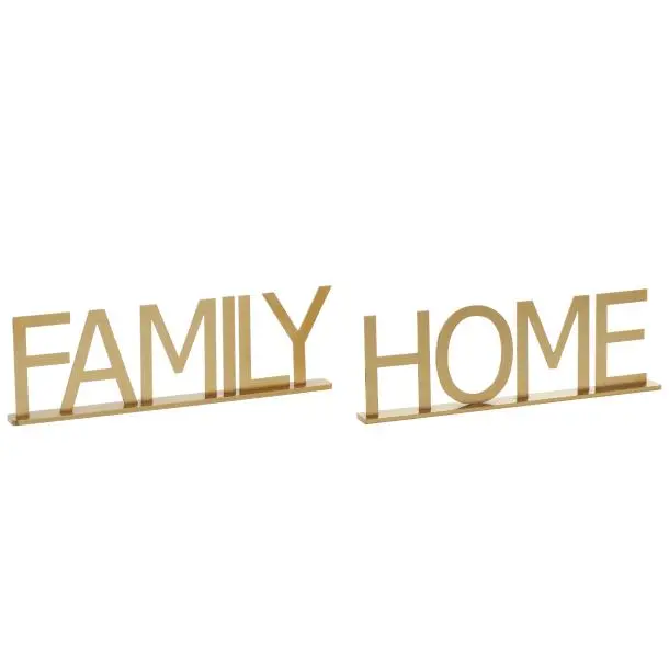 Gold Metal Family and Home Sign Set of 2-1