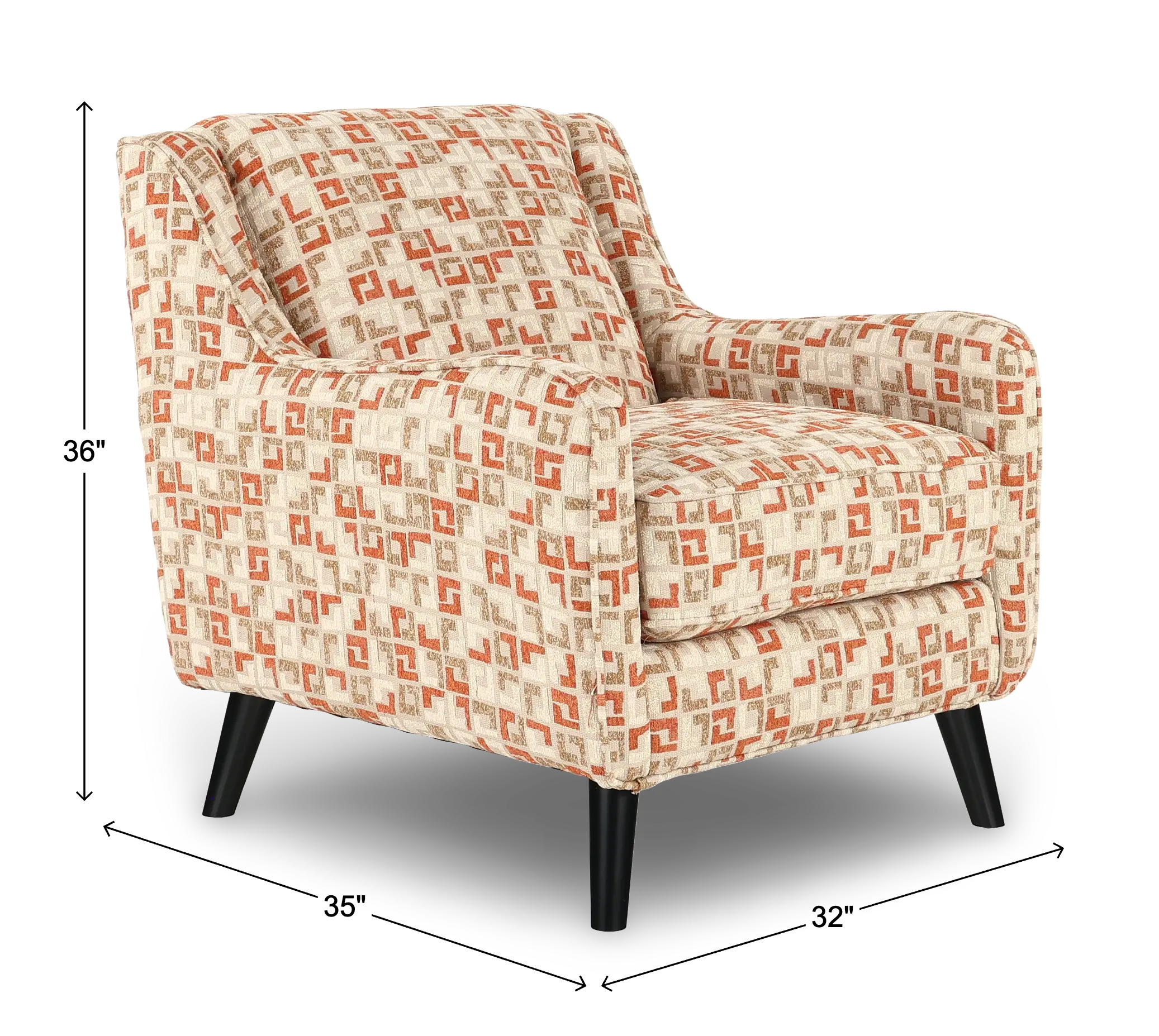 Farrow Spice Orange Geometric Accent Chair-3