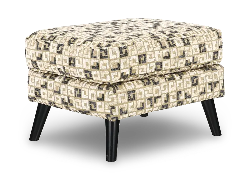 Farrow Wasabi Tan and Cream Geometric Ottoman