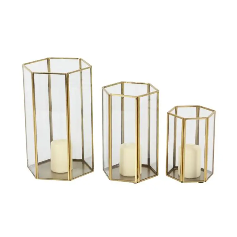Cosmos Large Gold Glass Lantern
