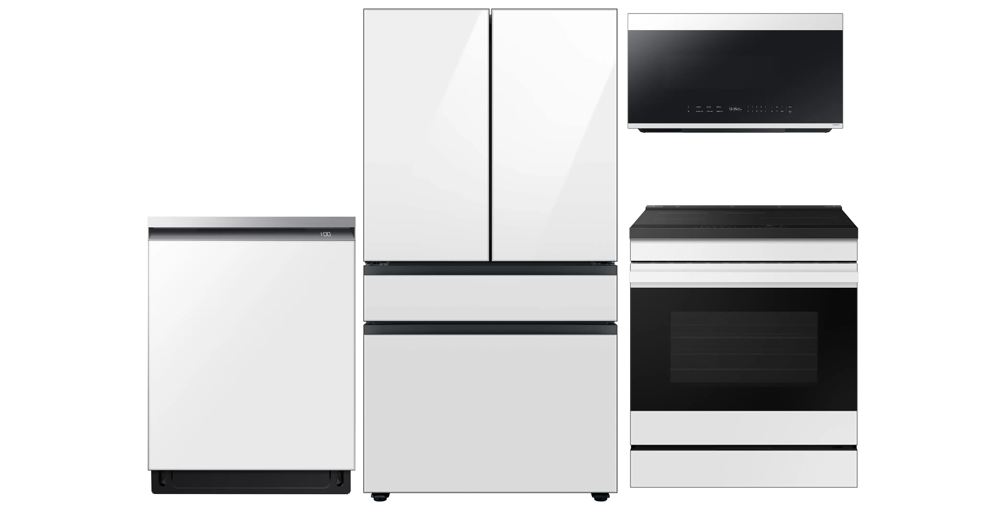 Samsung Bespoke 8600 4-Piece Induction Appliance Package - White Glass-1