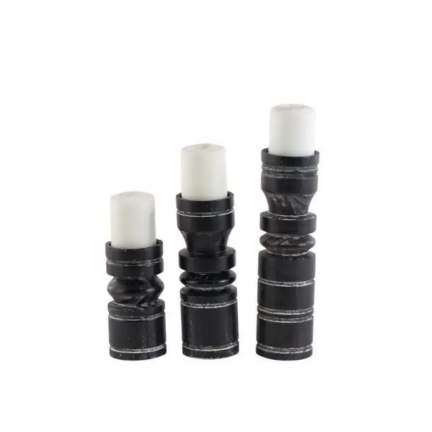 Black Wood Medium Candleholder-1