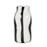 White and Black Striped Glass Decorative Vase
