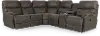 6PC/MAN/TROUPER/GRY Trouper Gray Leather 6-Piece Manual Reclining Sectional
