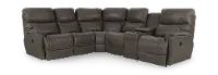 6PC/MAN/TROUPER/GRY Trouper Gray Leather 6-Piece Manual Reclining Sectional