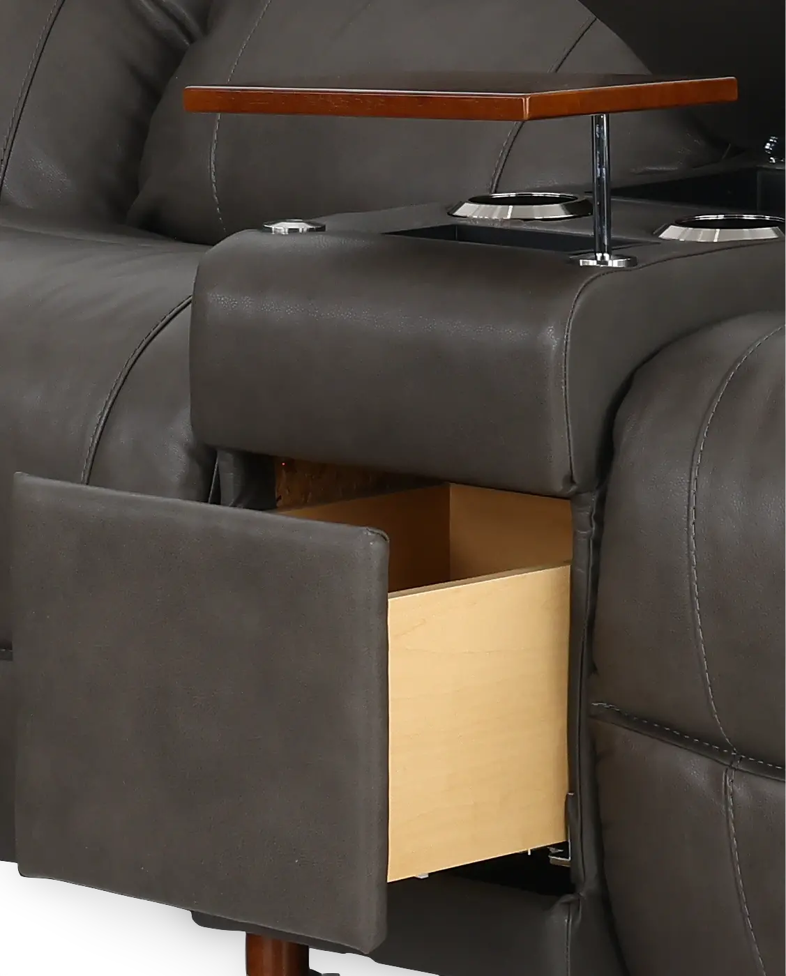 6PC/MAN/TROUPER/GRY Trouper Gray Leather 6-Piece Manual Reclining Sectional-5