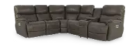6PC/PWR/TROUPER/GREY Trouper Gray Leather 6-Piece Power Reclining Sectional