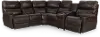 6PC/MAN/TROUPER/WALNUT Trouper Walnut Brown Leather 6-Piece Manual Reclining Sectional