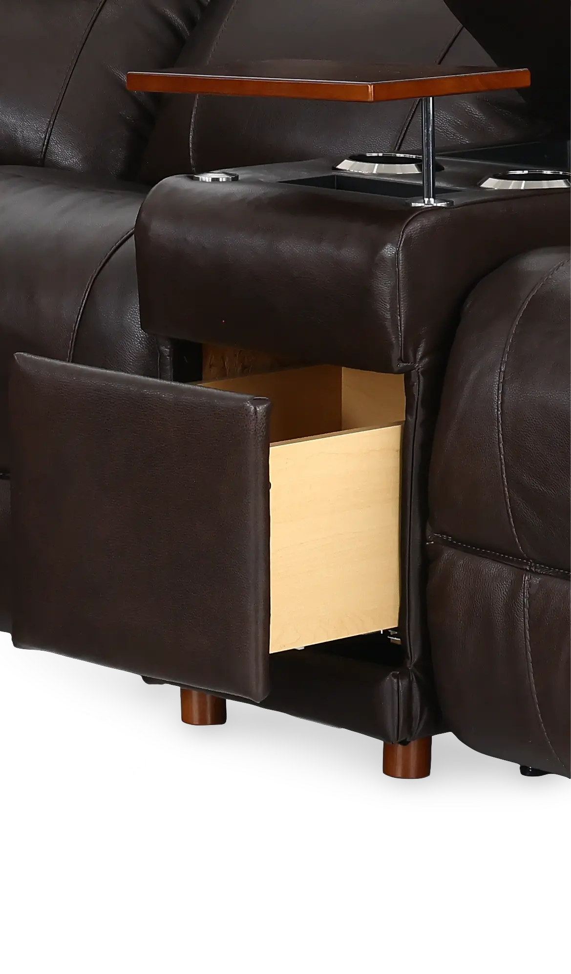 6PC/MAN/TROUPER/WALNUT Trouper Walnut Brown Leather 6-Piece Manual Reclining Sectional-5