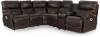 6PC/PWR/TROUPER/WALNUT Trouper Walnut Brown Leather 6-Piece Power Reclining Sectional