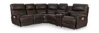 6PC/PWR/TROUPER/WALNUT Trouper Walnut Brown Leather 6-Piece Power Reclining Sectional