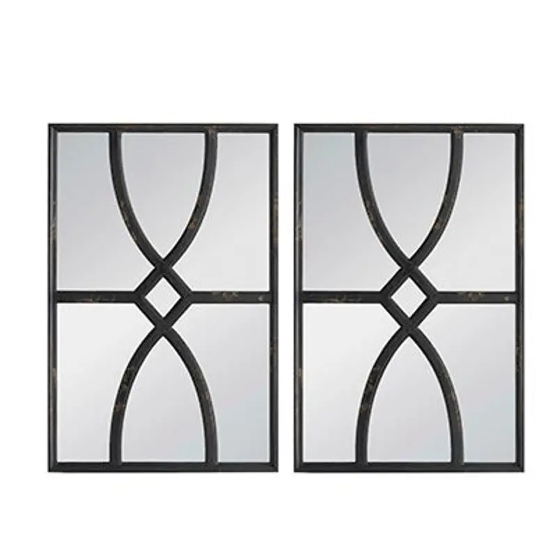 Rectangular Carved Black Mirrors Set of 2