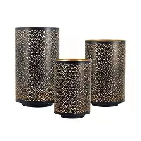 Starry Large Black and Gold Hurricane Candleholder