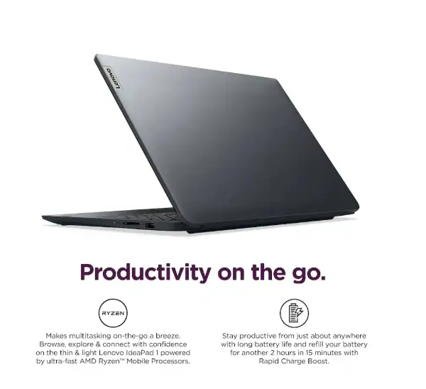 Lenovo Blue IdeaPad 1 15.6  Laptop with AMD Ryzen 5-7