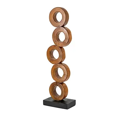 Natural Brown Teak Wood Ring Sculpture Large-1