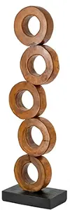 Natural Brown Teak Wood Ring Sculpture Large