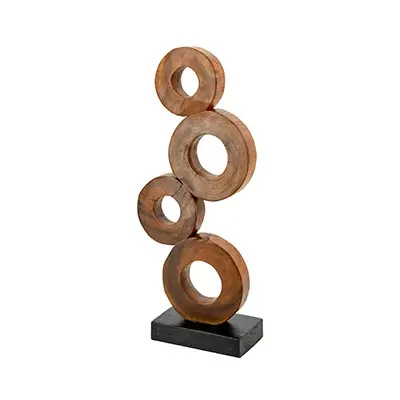 Natural Brown Teak Wood Ring Sculpture Small-1