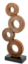 Natural Brown Teak Wood Ring Sculpture Small