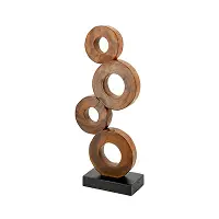 Natural Brown Teak Wood Ring Sculpture Small