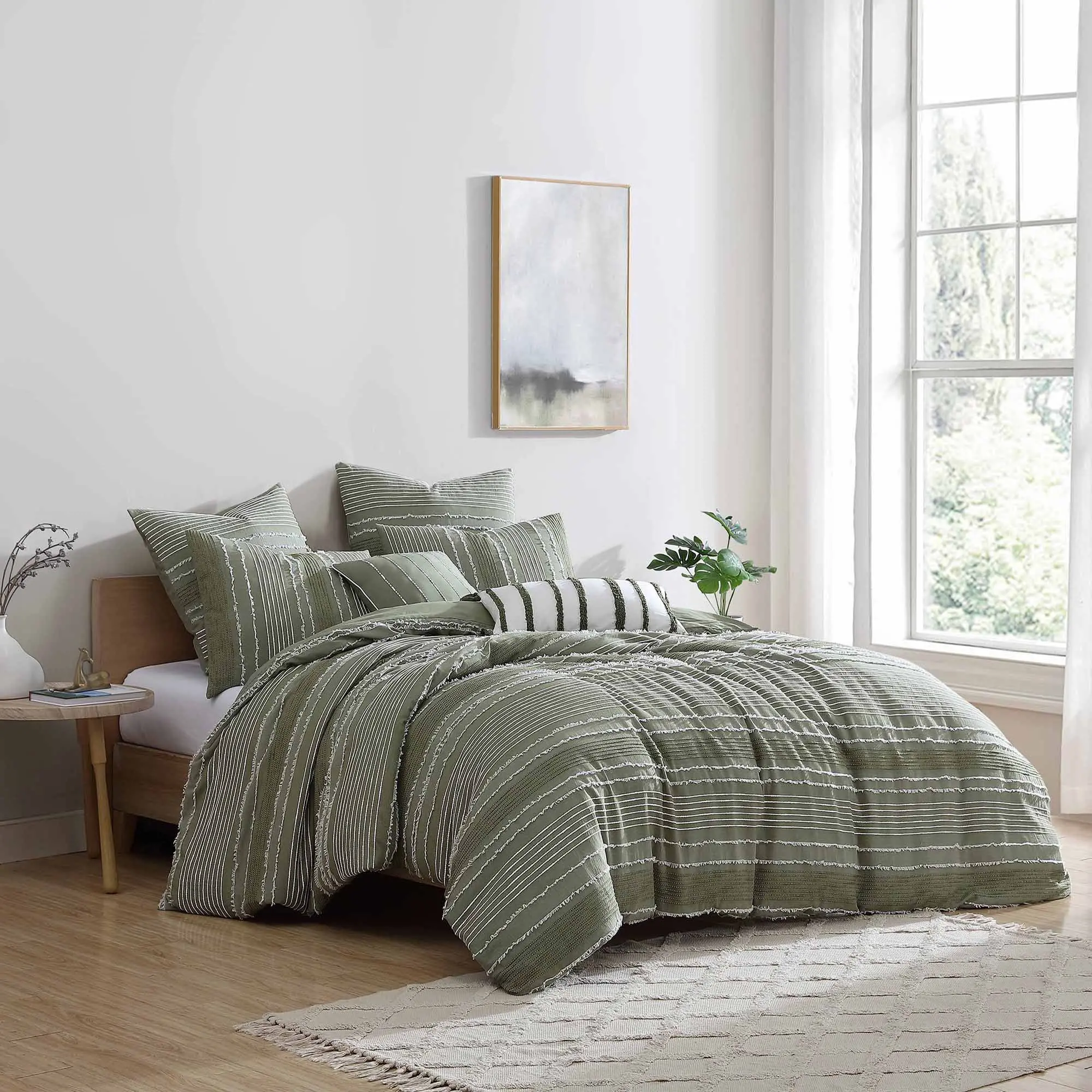 Clip Green 5 Piece Queen Comforter Set-4