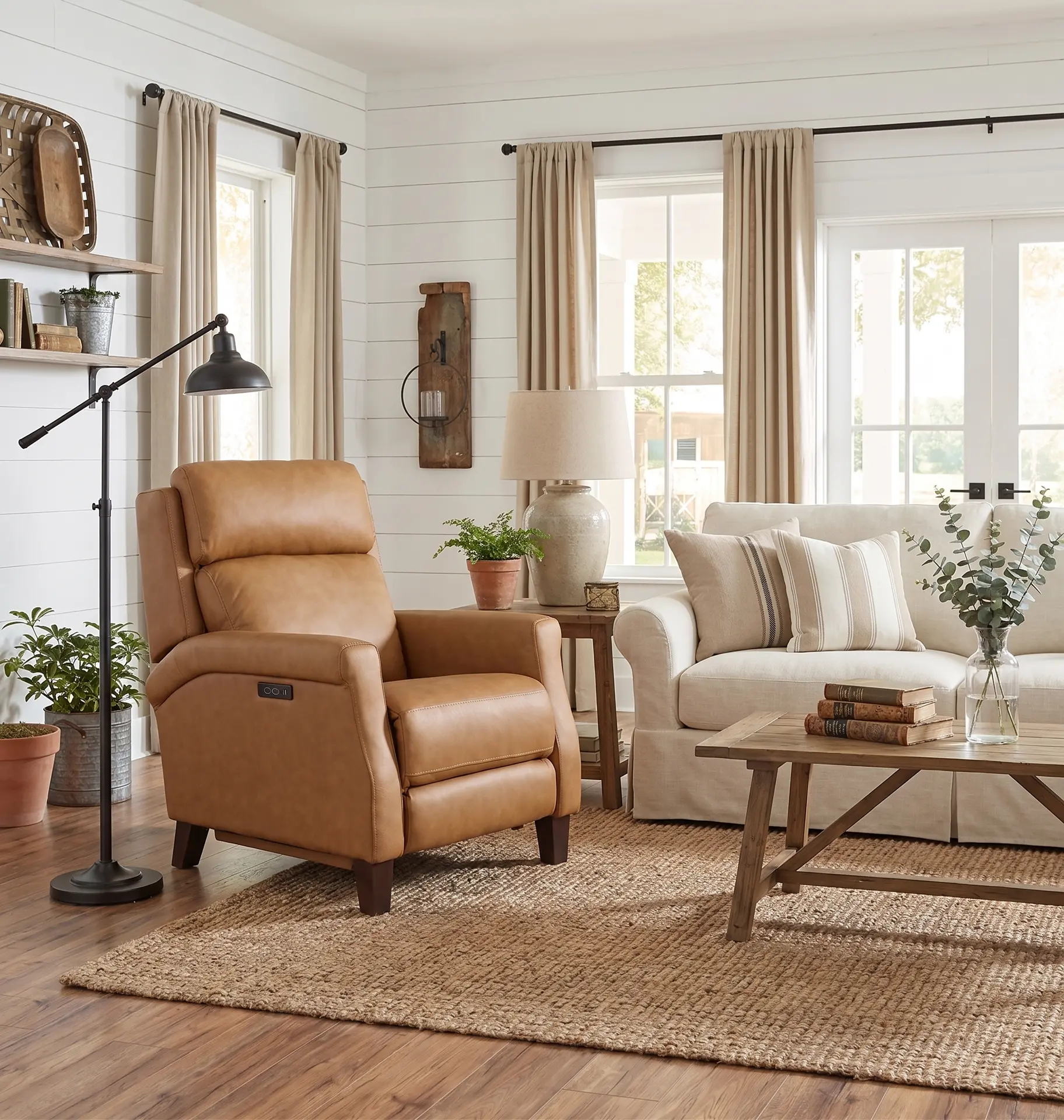 Finley Toast Tan Leather High-Leg Power Recliner-2