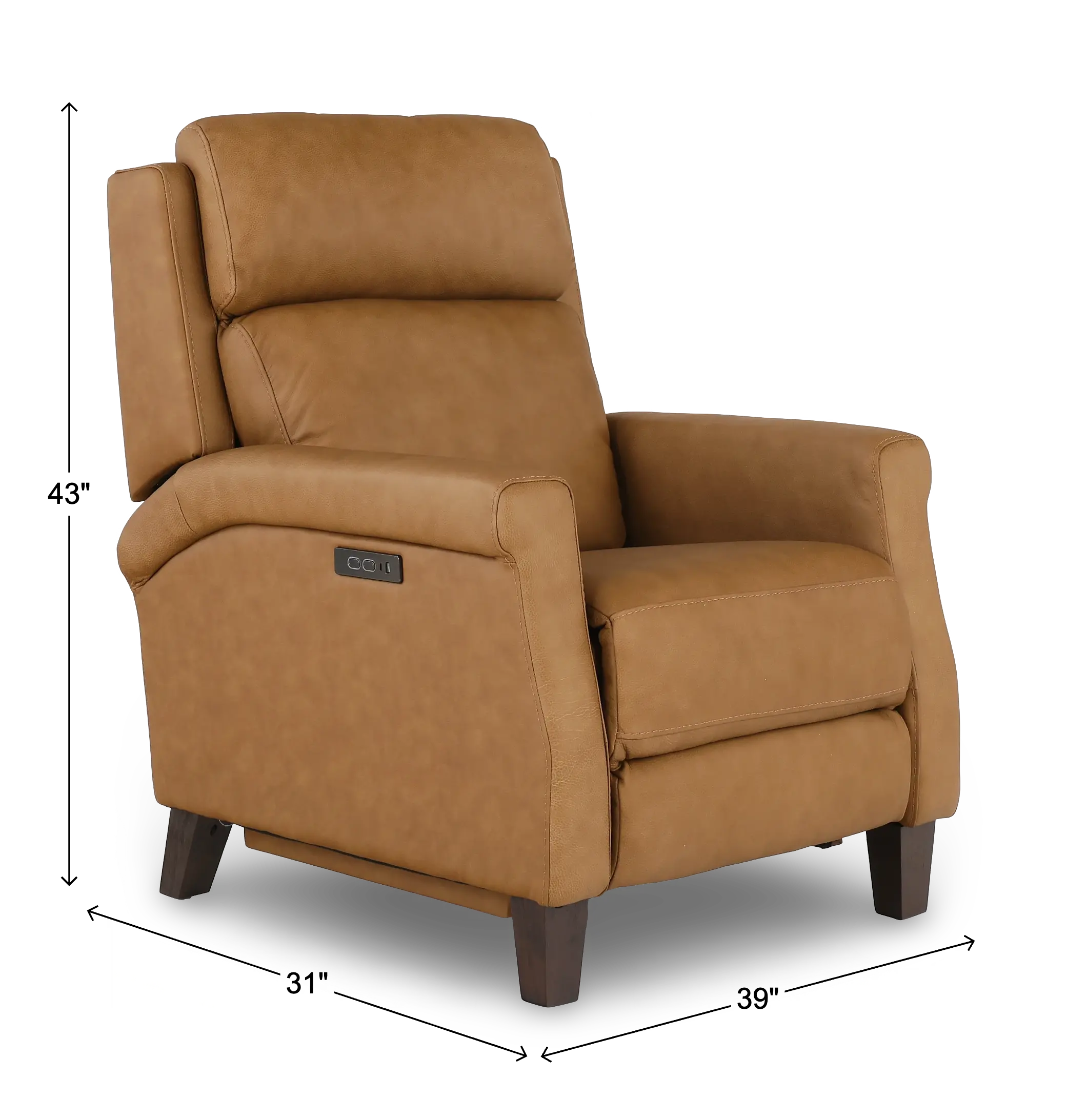 Finley Toast Tan Leather High-Leg Power Recliner-3