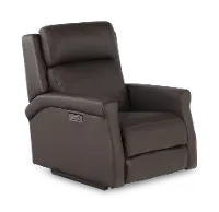 Finley Chocolate Brown Leather High-Leg Power Recliner