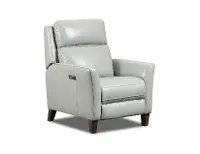 Fairchild Light Gray Leather High Leg Power Recliner