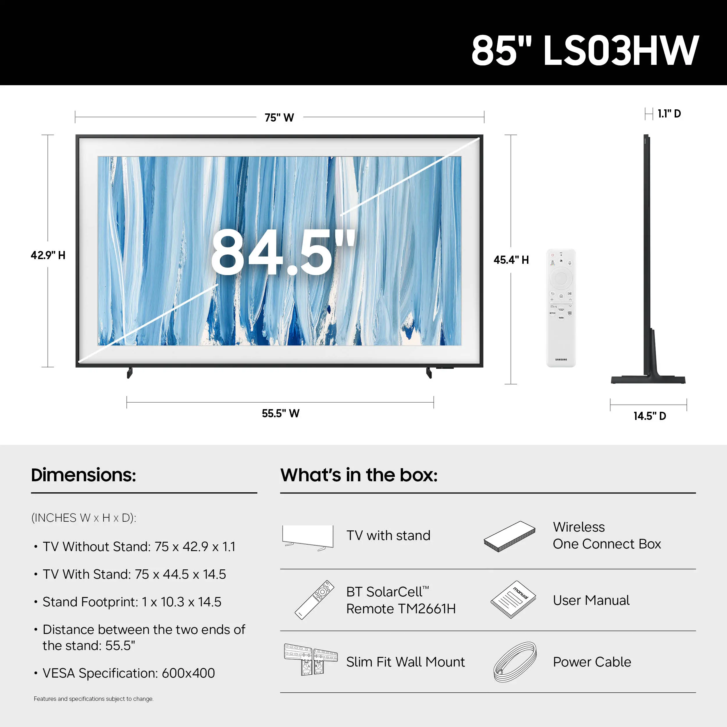 QN85LS03HWFXZA Samsung 85  Class The Frame Pro Series Neo QLED 4K Samsung Vision AI Smart Tizen TV-3