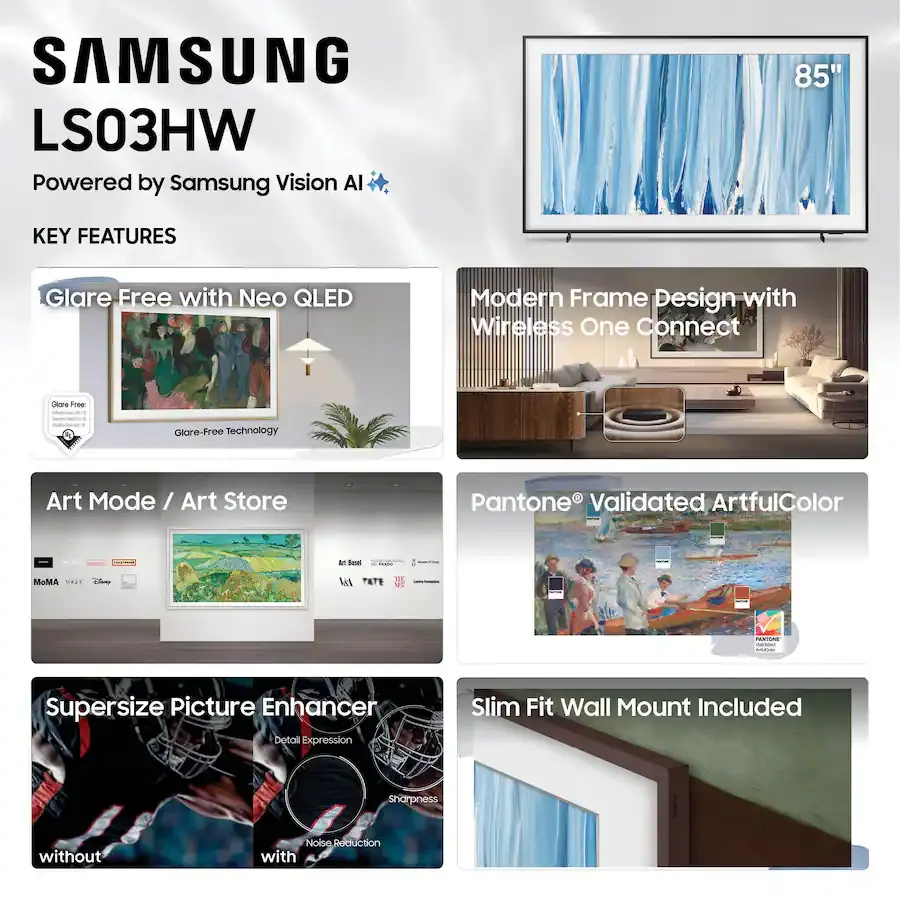 QN85LS03HWFXZA Samsung 85  Class The Frame Pro Series Neo QLED 4K Samsung Vision AI Smart Tizen TV-7