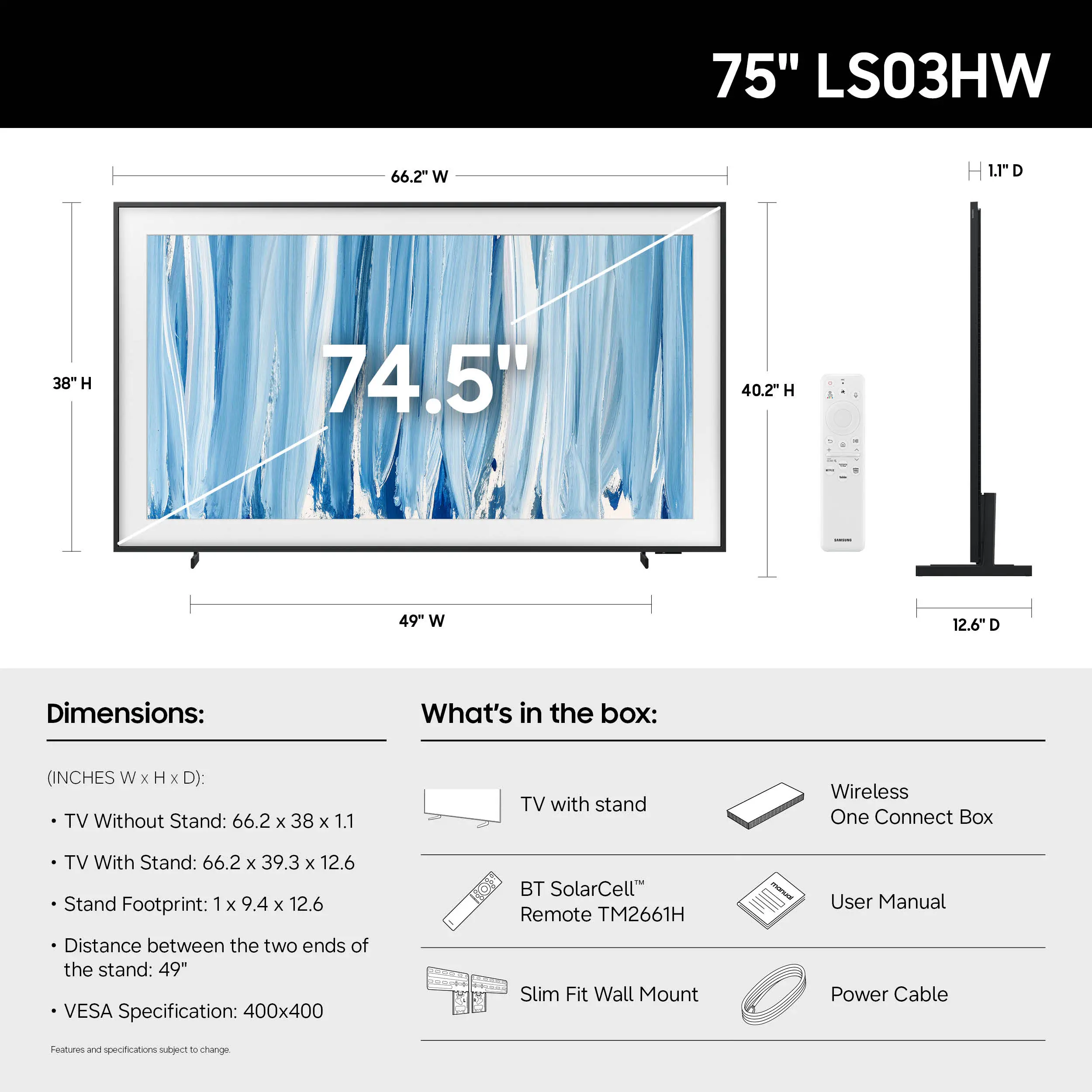 QN75LS03HWFXZA Samsung 75  Class The Frame Pro Series Neo QLED 4K Samsung Vision AI Smart Tizen TV-3