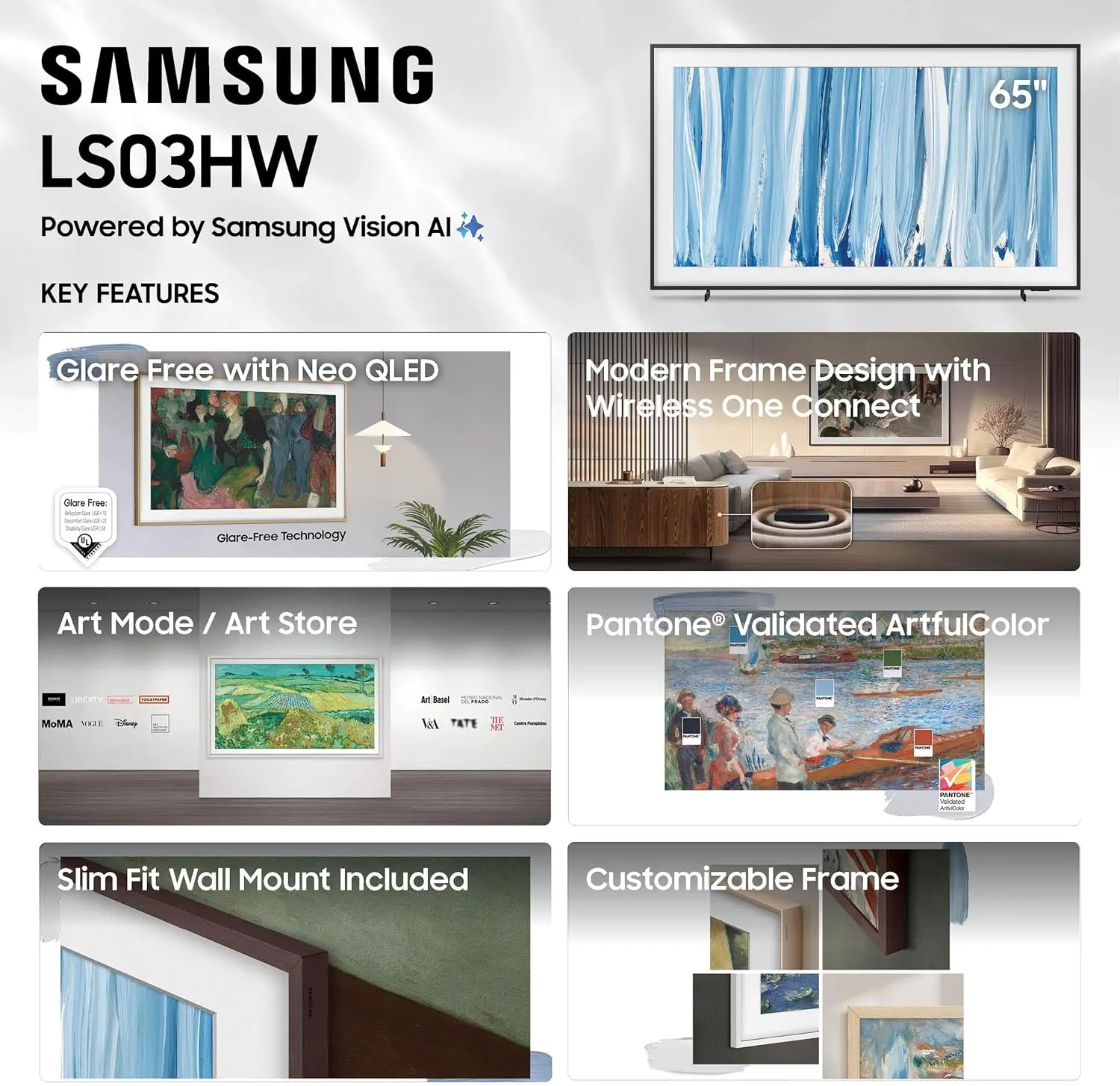 QN65LS03HWFXZA Samsung 65  Class The Frame Pro Series Neo QLED 4K Samsung Vision AI Smart Tizen TV-7