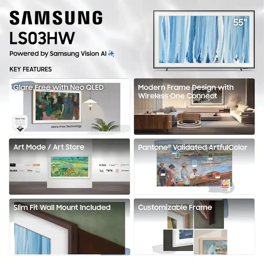 QN55LS03HWFXZA Samsung 55  Class The Frame Pro Series Neo QLED 4K Samsung Vision AI Smart Tizen TV-7