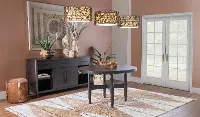 Koko Minx Brown Round Table with 4 Upholstered-Back Chairs