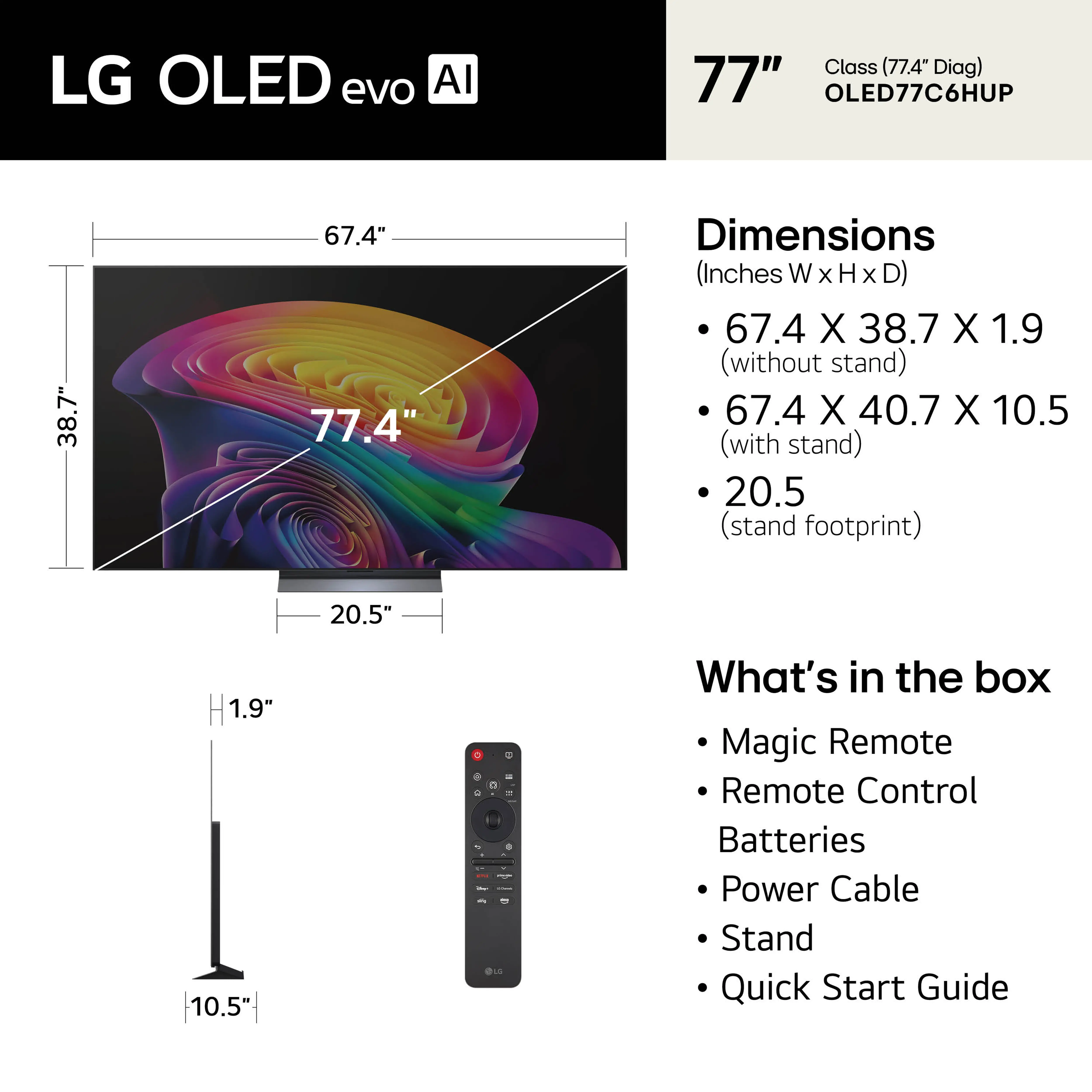 OLED77C6HUP.AUS LG 77  Class C6 Series OLED evo AI 4K Smart TV-3